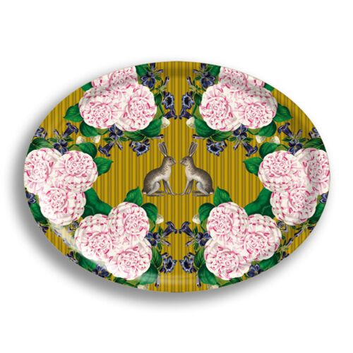 Avenida Rose & Rabbits Oval Tray