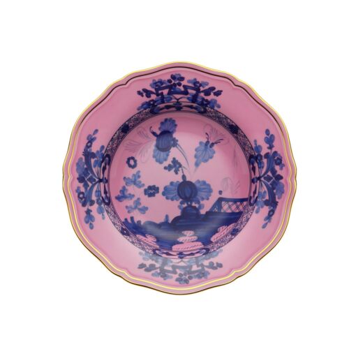 Ginori Oriente Italiano Azalea Gold Rim Soup Plate