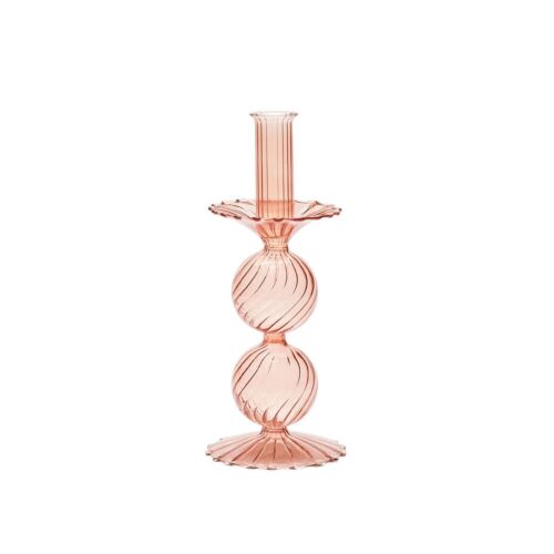 Kim Seybert Glass Candle Holder Bella Blush