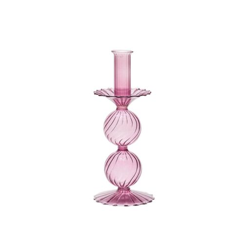 Kim Seybert Glass Candle Holder Bella Lavender