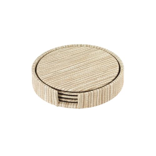 Bodrum Coaster Set/4 Grasscloth Latte