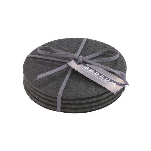 Bodrum Coaster Set/4 Wicker Black