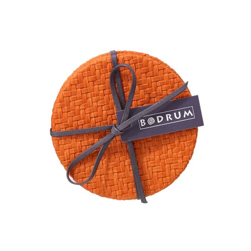 Bodrum Coaster Set/4 Wicker Pumpkin