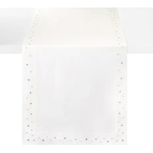 Bodrum Table Runner Dots Teal 90x15"