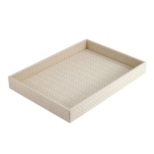 Bodrum Wicker Cream Rectangle Tray