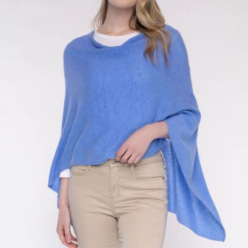 Cashmere Dress Topper Poncho Blue Horizon