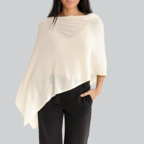 Cashmere Dress Topper Poncho White