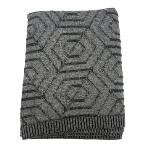 Cashmere French Deco Throw Flagstone & Charcoal
