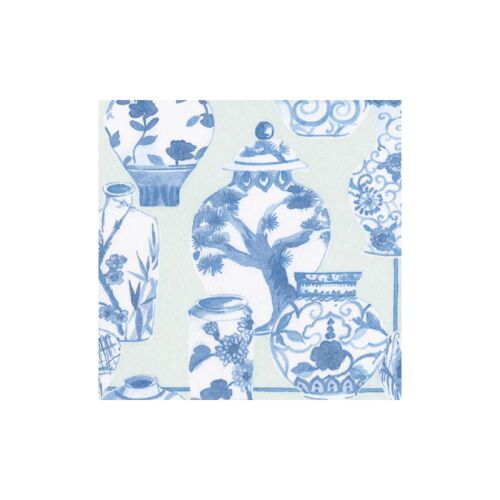 Caspari Paper Cocktail Napkin Pack/15 Glazed Porcelain Celadon