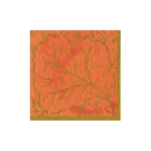 Caspari Paper Cocktail Napkin Pack/20 Gilded Majolica Coral 