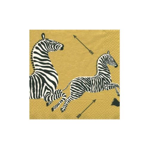 Caspari Paper Cocktail Napkin Pack/20 Zebras Gold