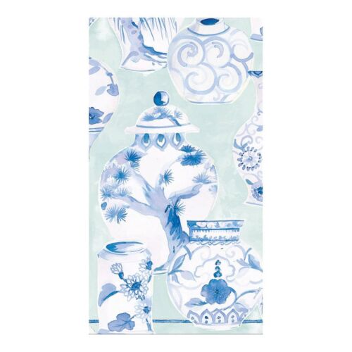 Caspari Paper Guest Towel Napkin Pack/12 Glazed Porcelain Celadon 