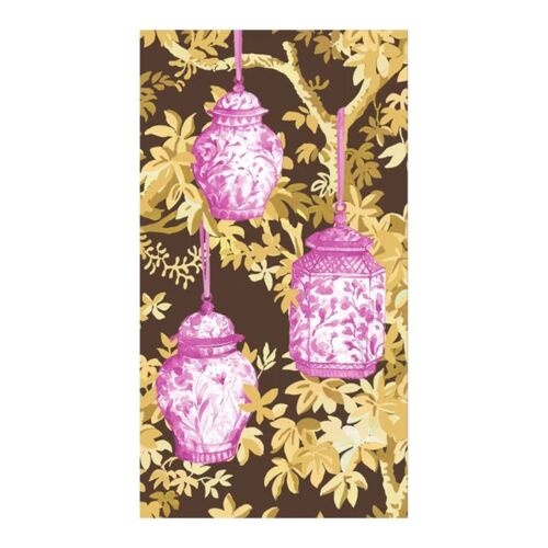Caspari Paper Guest Towel Napkin Pack/15 Ginger Jars Plum