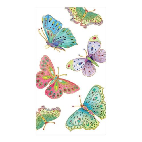 Caspari Paper Guest Towel Napkin Pack/15 Jeweled Butterflies Pearl 