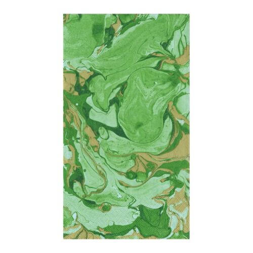 Caspari Paper Guest Towel Napkin Pack/15 Marbled Green