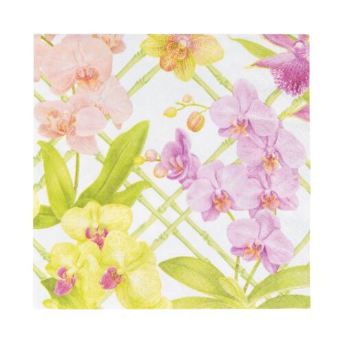Caspari Paper Napkin Pack/20 Orchid Conservatory