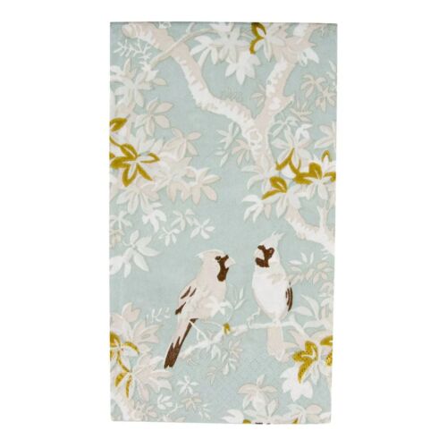 Caspari Paper Guest Towel Napkin Pack/15 Scenic Songbirds Celadon