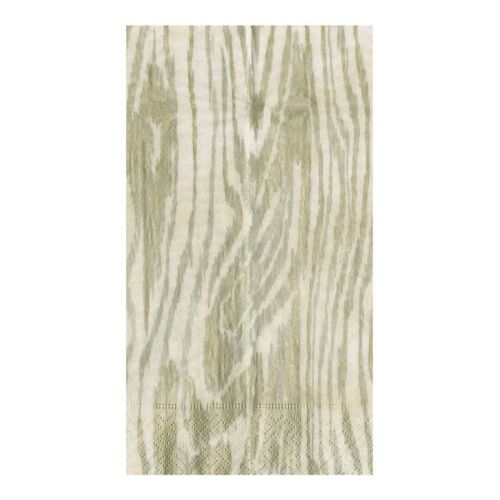 Caspari Paper Guest Towel Napkin Pack/15 Woodgrain Silver & Gold