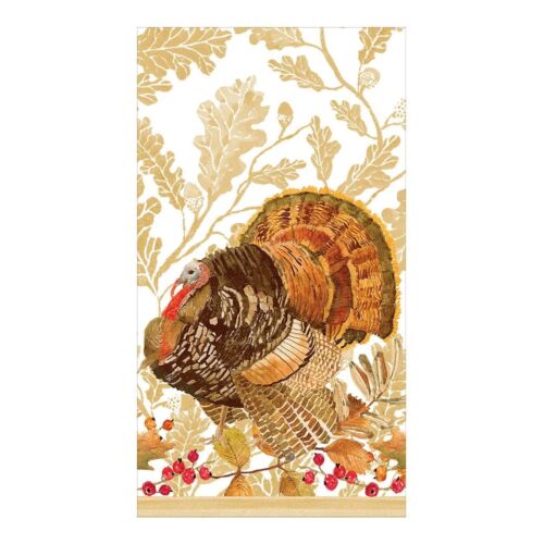 Caspari Paper Guest Towel Napkin Pack/15 Woodland Turkey