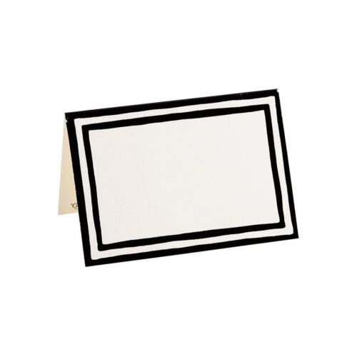 Caspari Place Card Pack/8 Stripe Border Black Foil