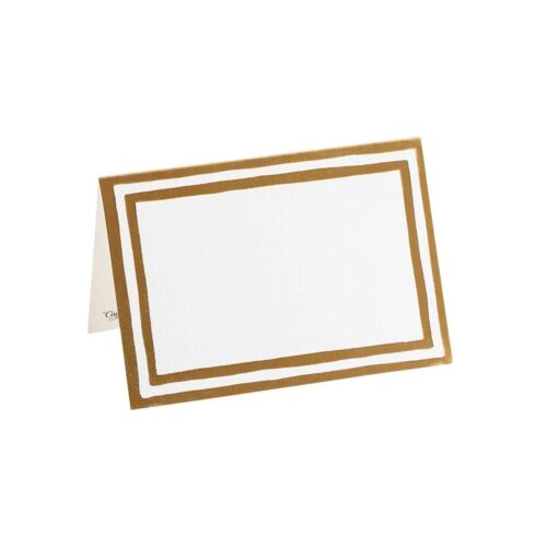 Caspari Place Card Pack/8 Stripe Border Gold Foil
