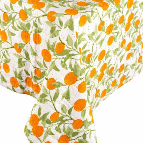Caspari Reversible Orange Grove Tablecloth 70.5x70.5"