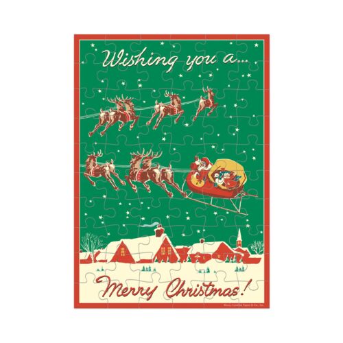 Cavallini Puzzle Greeting Card Holiday Reindeer