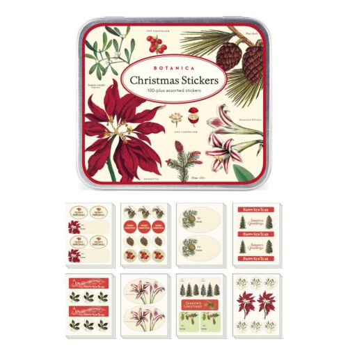 Cavallini Tin Christmas Botanical Stickers