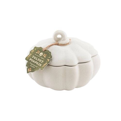 Ceramic White Velvety Pumpkin Candle