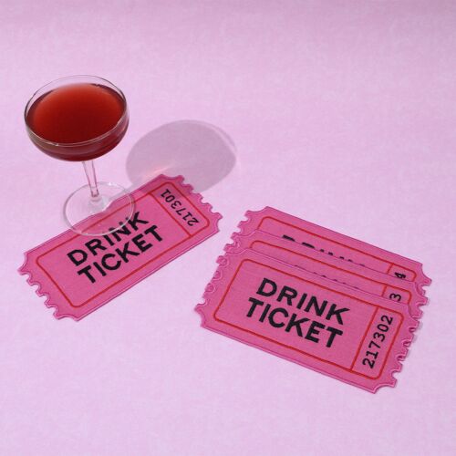  Cocktail Napkin Set/4 Drink Ticket