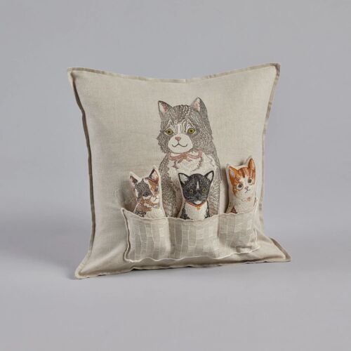 Coral & Tusk Pillow Basket Of Kittens 16"