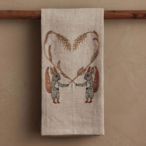 Coral & Tusk Towel Squirrels with Wheat