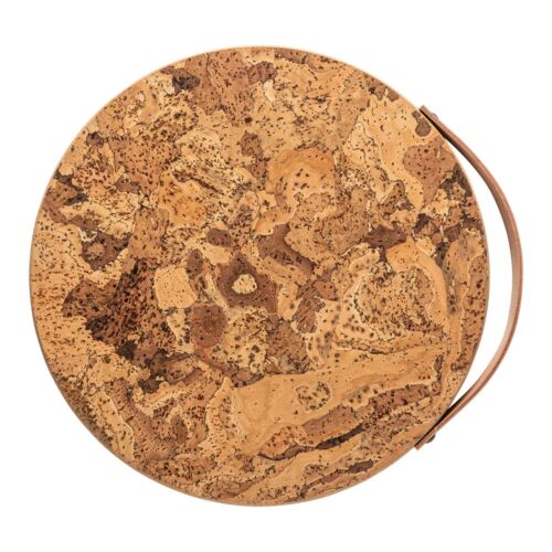 Cork Trivet with Leather Handle Large