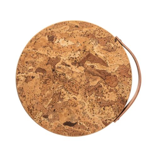 Cork Trivet with Leather Handle Medium