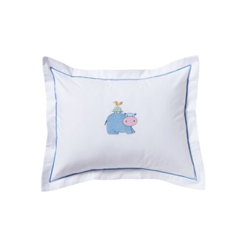 Cotton Boudoir Pillow Cover Blue Hippo