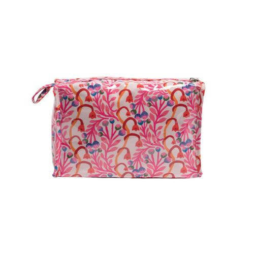 Cotton Cosmetic Box Bag Strawberry Vine Pink