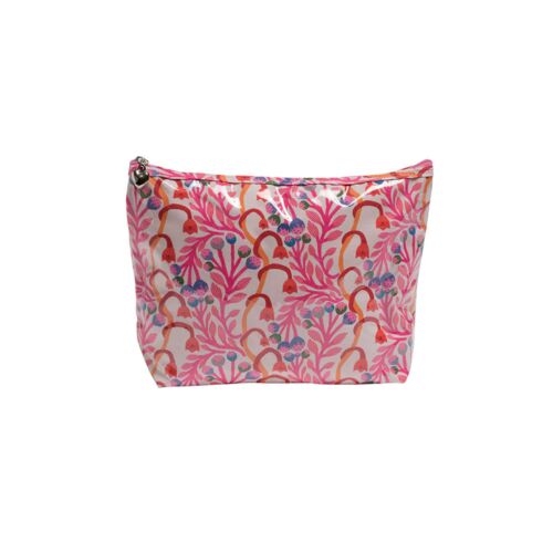Cotton Cosmetic Bag Medium Strawberry Vine Pink