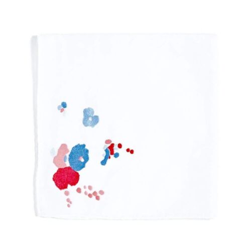 D. Porthault Handkerchief Embroidered Demoiselles Blue