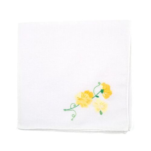 D. Porthault Handkerchief Embroidered Pois De Senteur Yellow