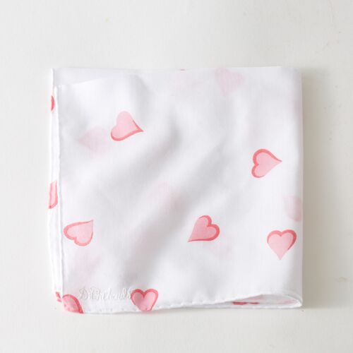 D. Porthault Handkerchief Printed Coeurs Pink