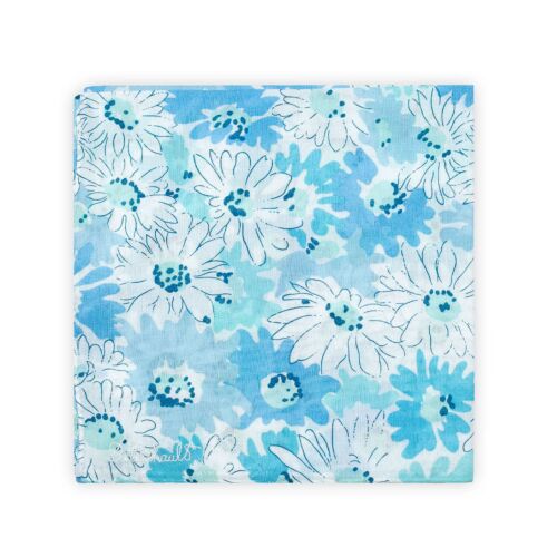 D. Porthault Handkerchief Printed Petite Marguerites Blue