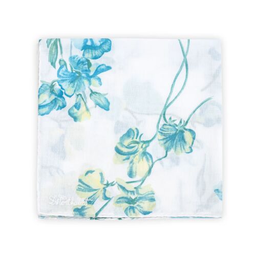     D. Porthault Handkerchief Printed Pois De Senteur Blue