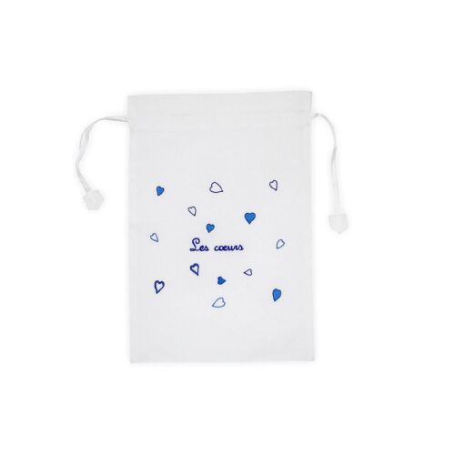 D. Porthault Lingerie Bag Coeurs Blue Small