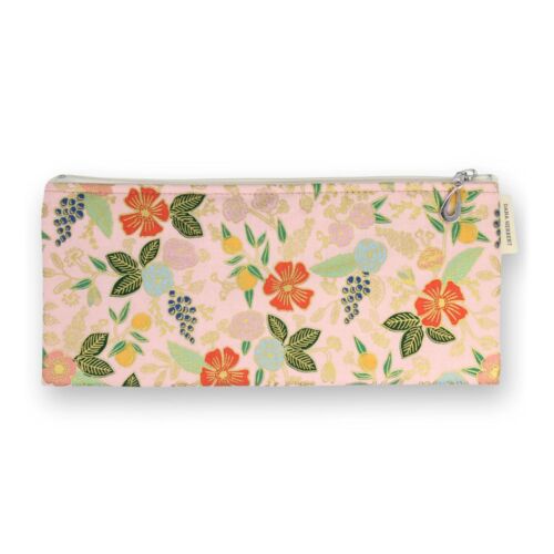 Dana Herbert Brush Pencil Bag Metallic Floral on Pink