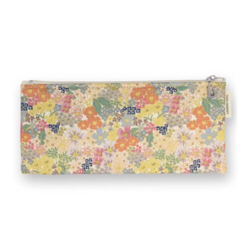 Dana Herbert Brush Pencil Bag Metallic Flower Garden Orange