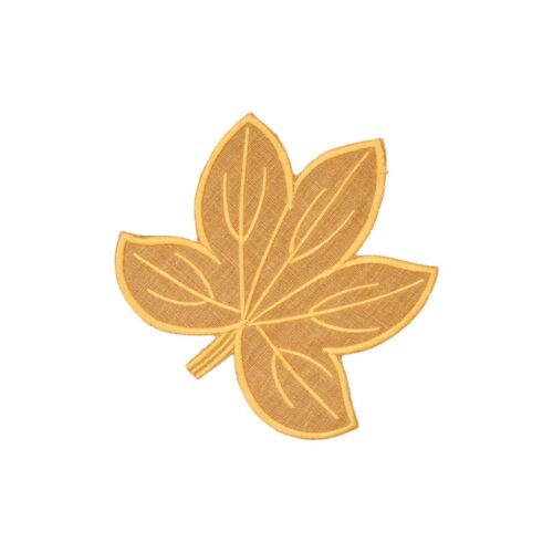 Deborah Rhodes Coaster Harvest Leaf Linen Curry