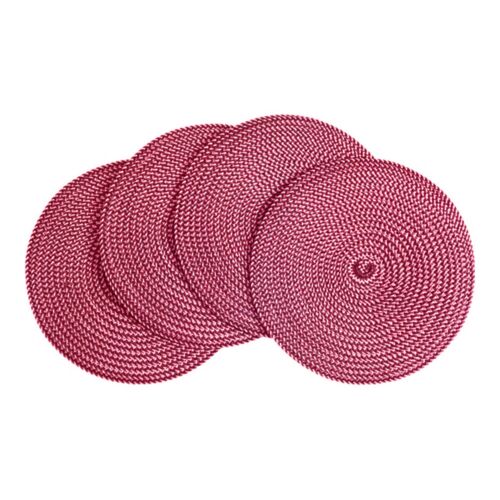 Deborah Rhodes Coaster Linen Braid Cranberry & Fiesta 