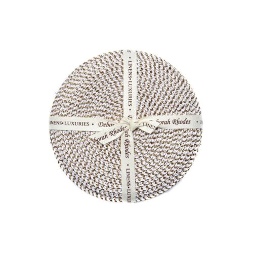 Deborah Rhodes Coaster Linen Braid Gold & White