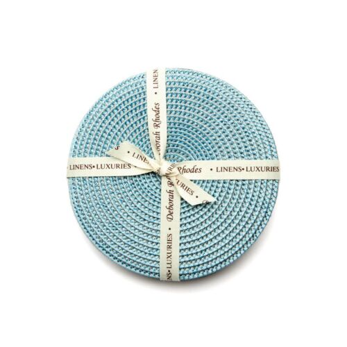 Deborah Rhodes Coaster Linen Braid Silver & Aqua