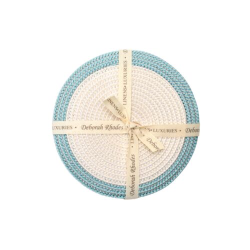 Deborah Rhodes Coaster Mod Border Silver & Aqua